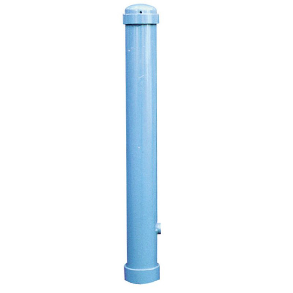 Stein HGS Stilpoller Ø 108 mm mit Halbkugelstahlkappe, Dreikantverschluss, Schließung unten, gelb mit schwarzen Streifen, ohne Ösen, Höhe über Flur: ca. 950 mm, 497fbsonder-gs