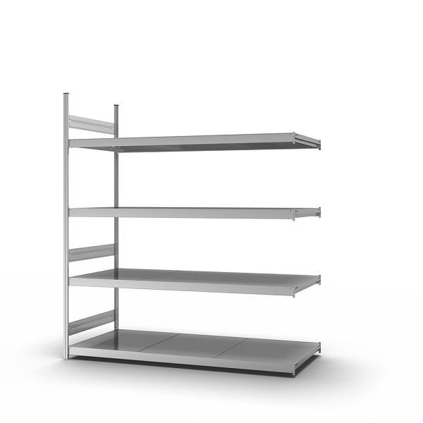 hofe Großfach-Anbauregal, 2500x800x2200 mm, 4 Fachebenen, verzinkt, 350 kg Fachlast, 1750 kg Feldlast, zweiseitige Bedienung, GZA25822B