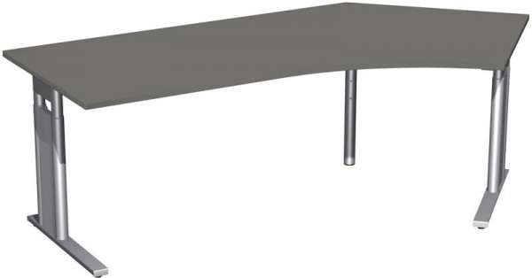 geramöbel Schreibtisch 135° rechts höhenverstellbar, C Fuß Blende optional, 2166x1130x680-820, Graphit/Silber, N-647316-GS