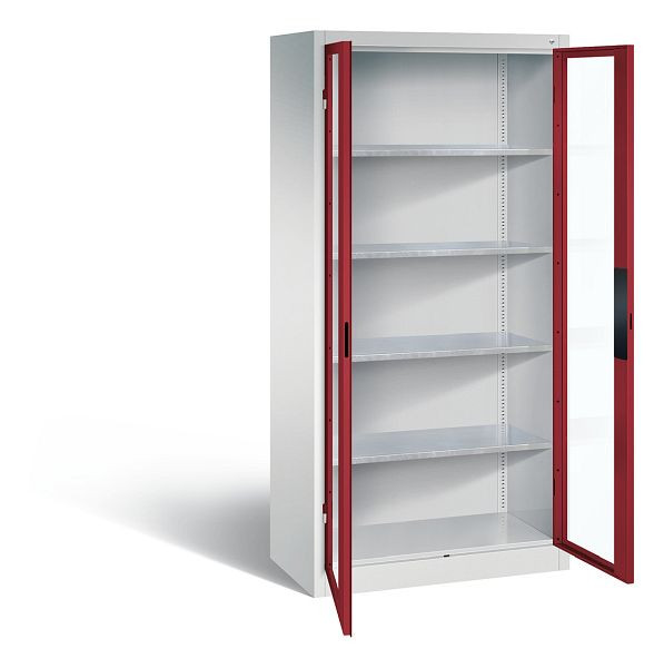 C+P Werkzeugschrank Acurado, H1950xB930xT500mm, Farbe: Lichtgrau / Rubinrot, Muldengriff, 8921-0552 S10013