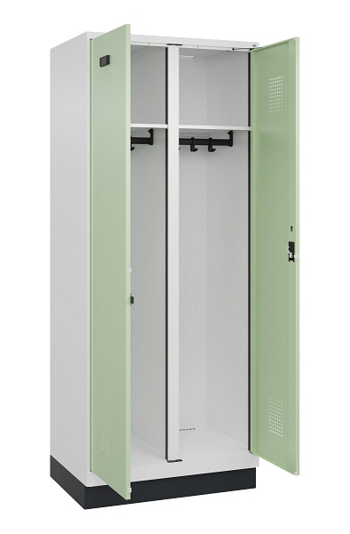 C+P Schwarz-Weiß-Spind Evolo PLUS, mit Sockel, 2 Abteile, 1950x800x500mm, 9016/6, Zylinderschloss, 049022-22 S10046