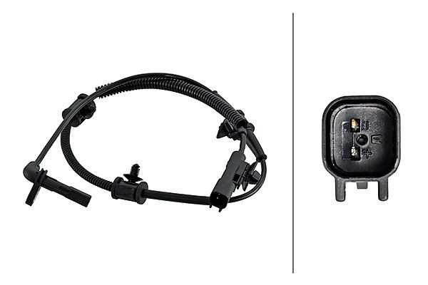 HELLA Sensor, Raddrehzahl, 2-polig, Vorderachse, Kabel: 740mm, mit Befestigungsclips am Kabel, 6PU 230 048-161