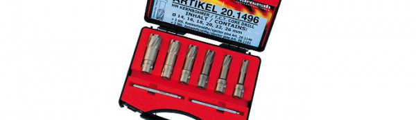 Karnasch Set BASIC, Rail-Line30 6 Hartmetall-bestückte Kernbohrer: Nutzlänge 30mm, Weldonschaft 19mm, 201496