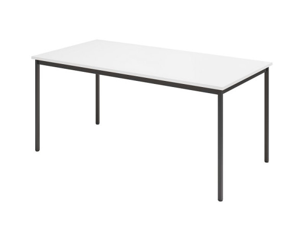 Hammerbacher Besprechungstisch VS16, 160 x 80 cm, Platte: Weiß, Vier-Fuß-Gestell Schwarz, Arbeitshöhe 72 cm, umlaufender Stahlrahmen Schwarz, VVS16/W/D