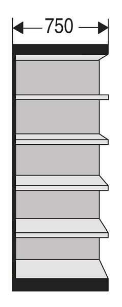 Kerkmann Büro-Regal Progress 2000, B 750 x T 600 x H 2250 mm, mit Rückwand, silber/lichtgrau, 50281914