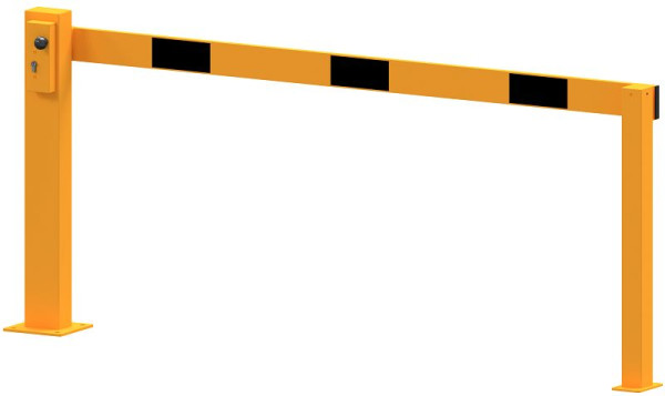 Schake Kompakte Handschranke 2m mit fester Auflagestütze, gelb / schwarz, mit Profilzylinderschloss, 4011_200ZPBG