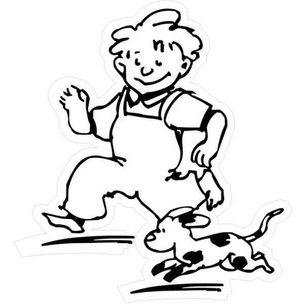 Stein HGS Kinderfigur mit Hund, 1300 mm, schwarz/weiß, 15100