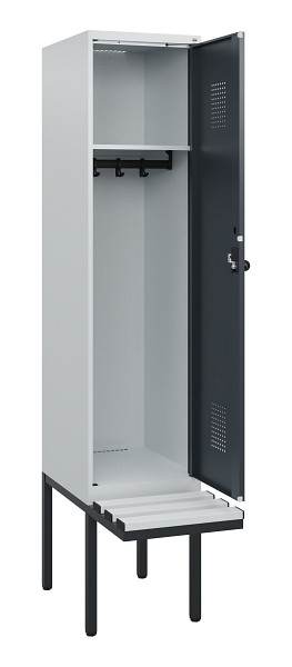 C+P Spind Evolo PLUS, 1 Abteil, 1950x400x815mm, 7035/7016, Drehriegel, Sitzfläche Kunststoff, 0490405-12 S10066