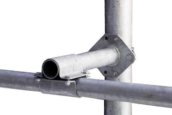 Patura Abstandhalter für Nackenrohr an Pfosten mit Durchmesser 76 mm, inklusive 2 Bügelschrauben und stabiler Kreuzklemme 60 x 60 mm, 341097