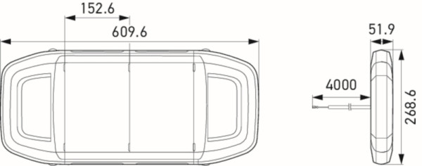 HELLA LED-Signalsystem, Einsatzfahrzeug Modular Lightbar, 12/24V, 609mm, gelb, Anbau/geschraubt, 2 centre modules, Kabel: 4000mm, 2RL 014 567-071