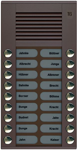 TCS Audio Außenstation Serie PES 18 Klingeltasten (rechts-/ linksbündig), AP bronze, PES18-EB/04