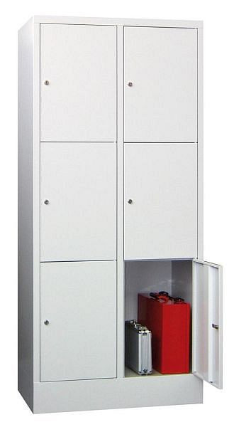 Pavoy Schließfachschrank mit Sockel 1850/500/800, 2b x 3h, Zylinderschloss, Abteilbreite 400, glatte Türen, 61265-234-401-910905