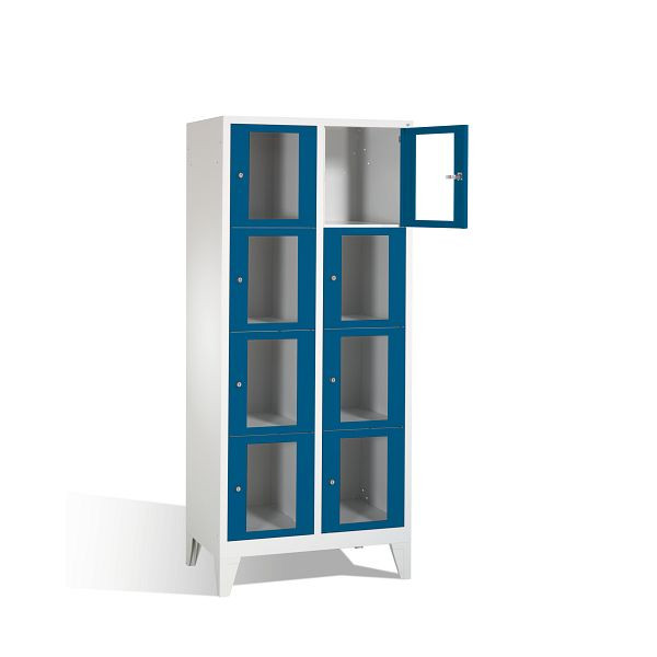 C+P Schließfachschrank Classic, H1850xB810xT500mm, Farbe: Lichtgrau / Enzianblau, 8010A224 S10002